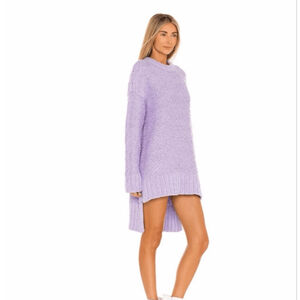 Free People Sparrow Lavender High Low Crew Neck Sweater L